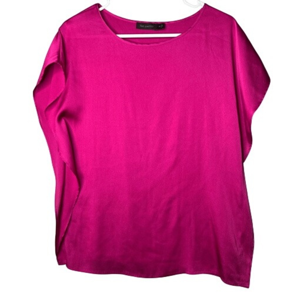 The Limited Shirt Womens XS Fushia Pink Satin Sleeveless Effortless Classic
